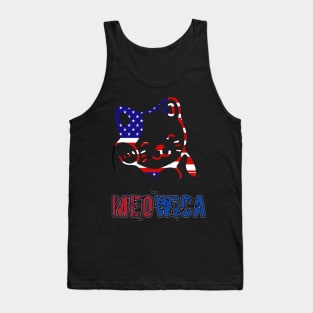 Meowica USA American Flag Cat T-Shirt funny t-shirt and gift Meowica t-shirt 4th of July t-shirt Tank Top